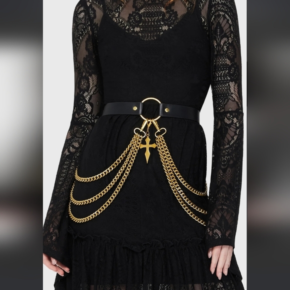 Killstar Black and Gold Gothic Chain Belt - Picture 2 of 2